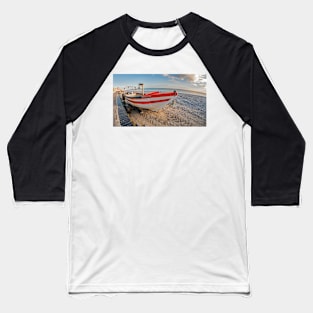 Fisheye view of traditional crab fishing boat on Cromer beach, Norfolk Baseball T-Shirt